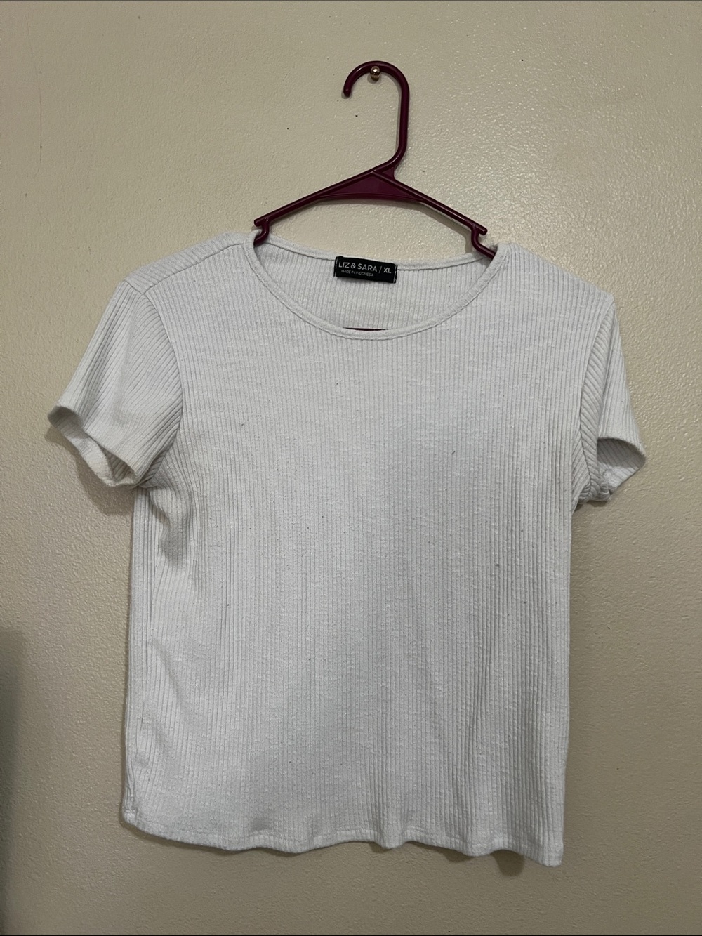 White Ribbed Short Sleeve Tee